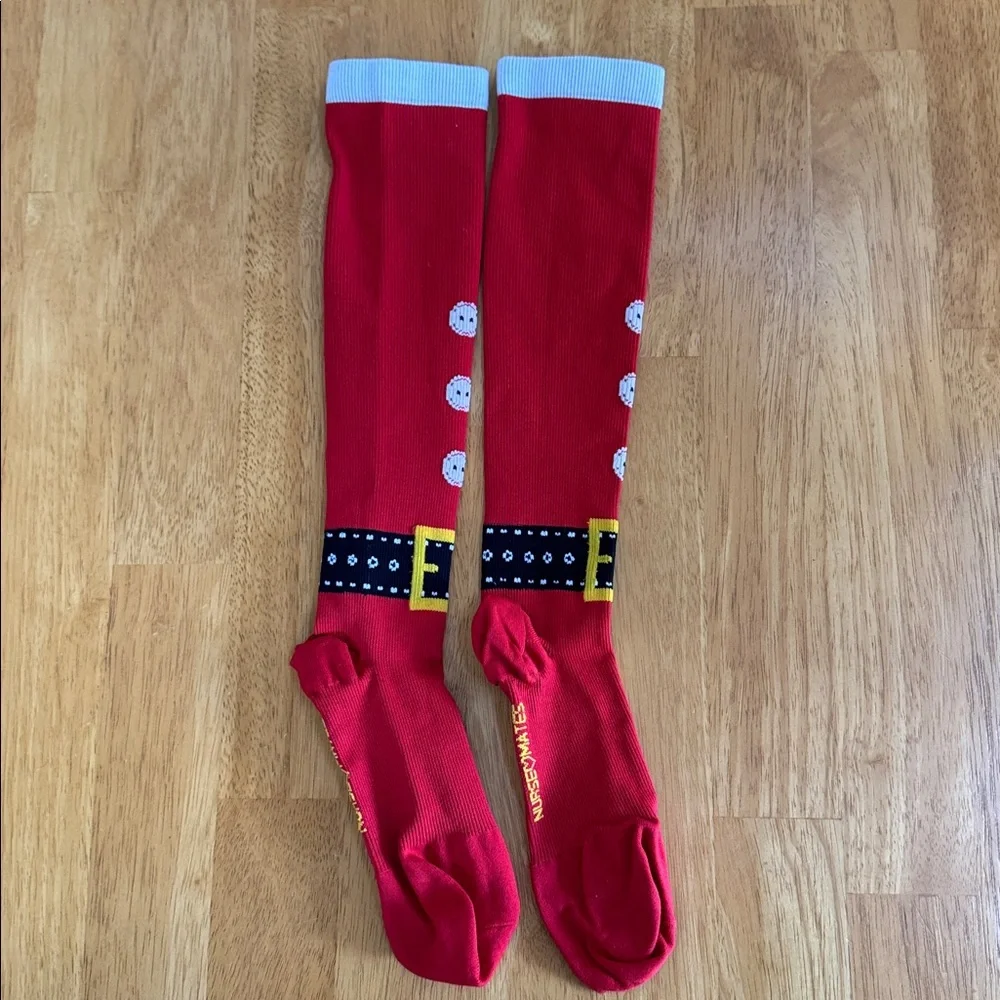 Nursemates Nurse Santa Belt Compression Holiday Fun Socks